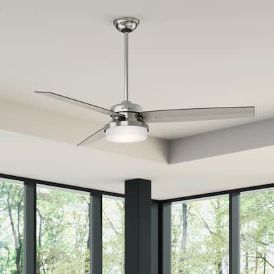 Hunter 60" Sentinel Ceiling Fan with LED Light Kit and Handheld Remote - Brushed Nickel