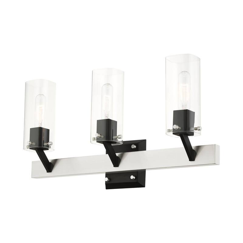 Livex Lighting 3 Light Brushed Nickel Vanity Sconce, 17823-91 - 23.75"W x 12"H x 5.5"D