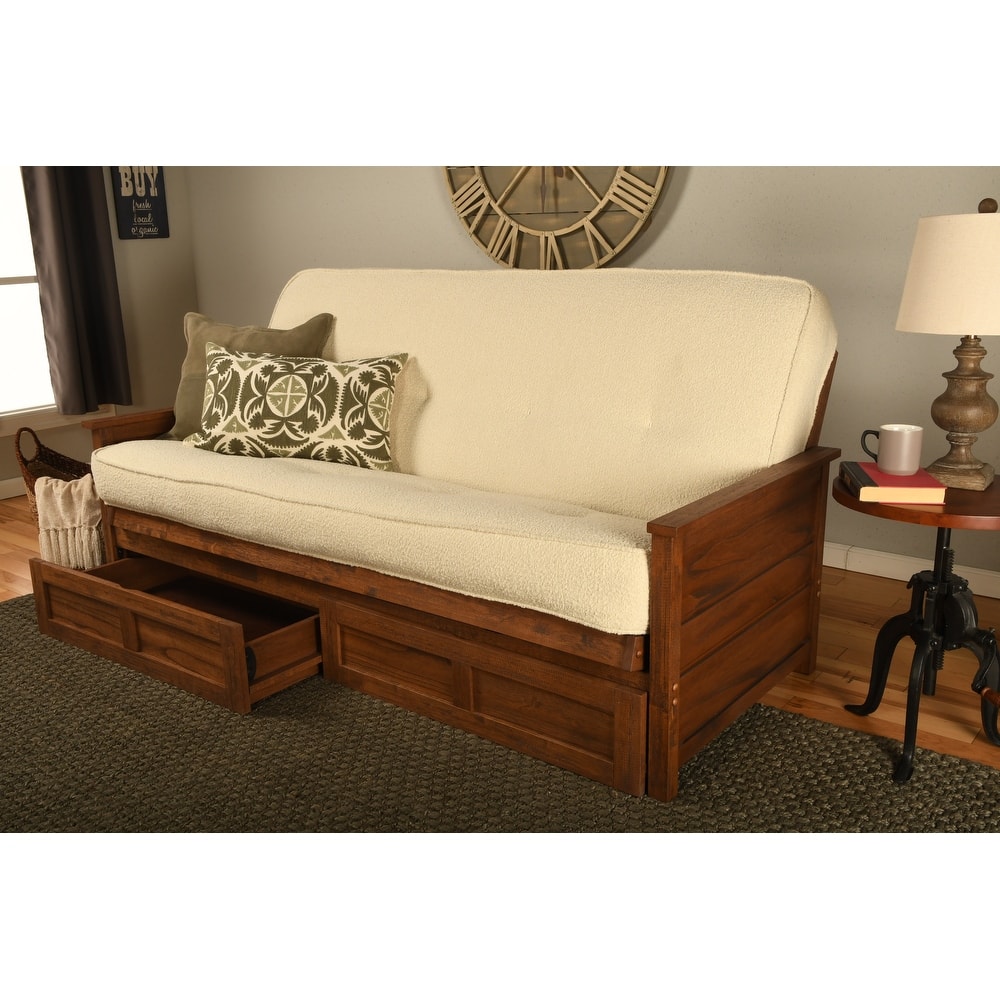 Somette Lexington Full-size Futon Set with Storage in Weathered Brown Finish with Mattress