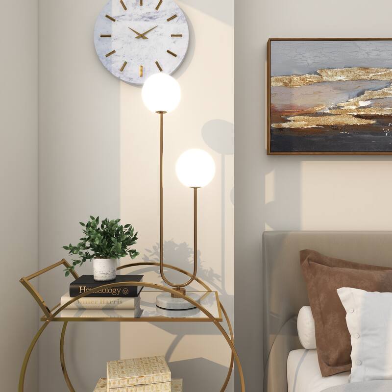 Stylish Metal Orb Light Table Lamp with Marble Base - Gold, Black, Silver