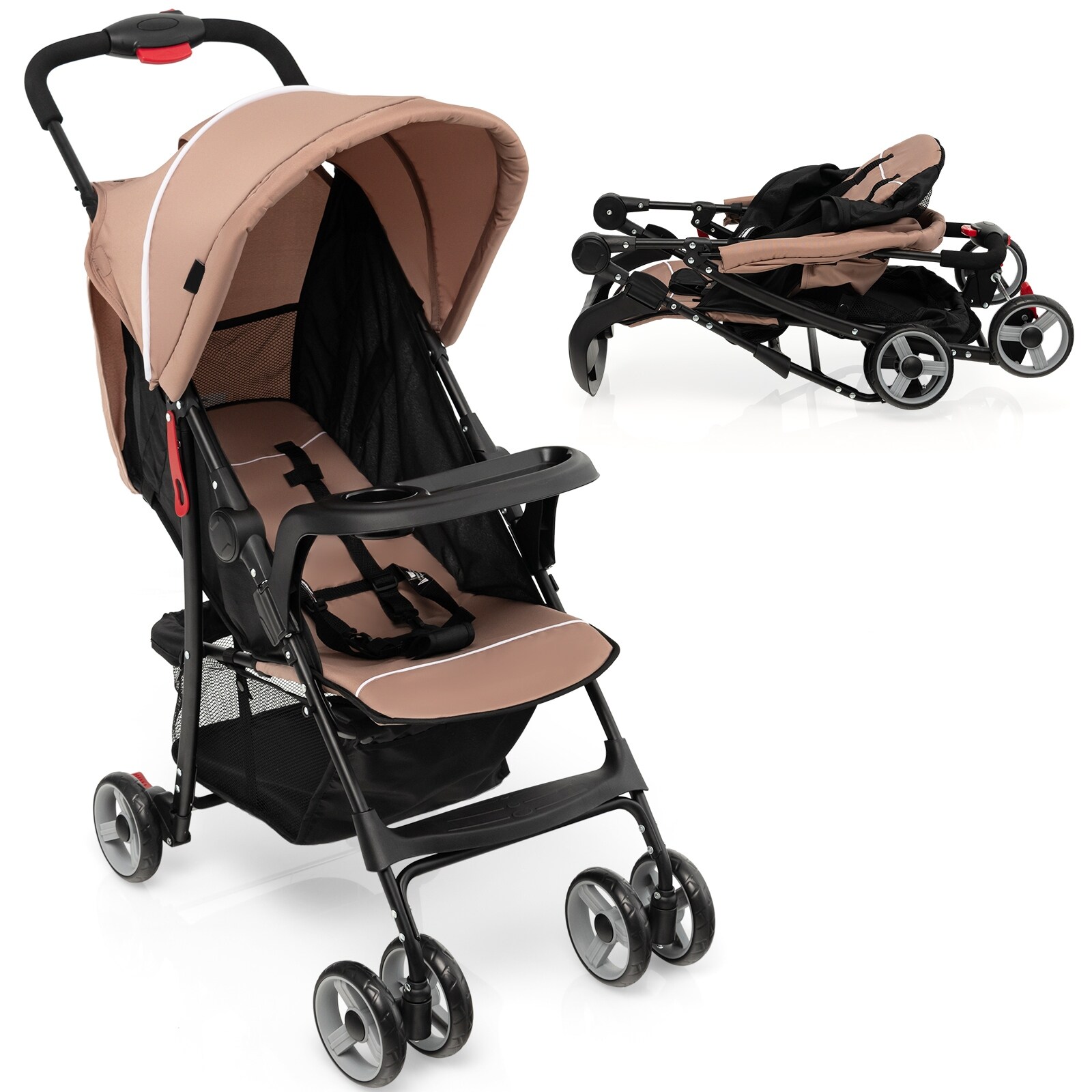 Compact Toddler Travel Stroller with Canopy, 5-Point Harness 