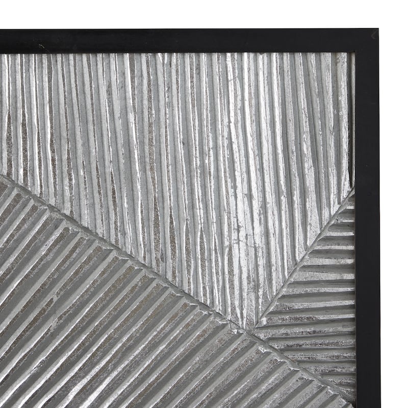 Wood Carved Radial Geometric Wall Decor with Black Frame - Silver or Gold