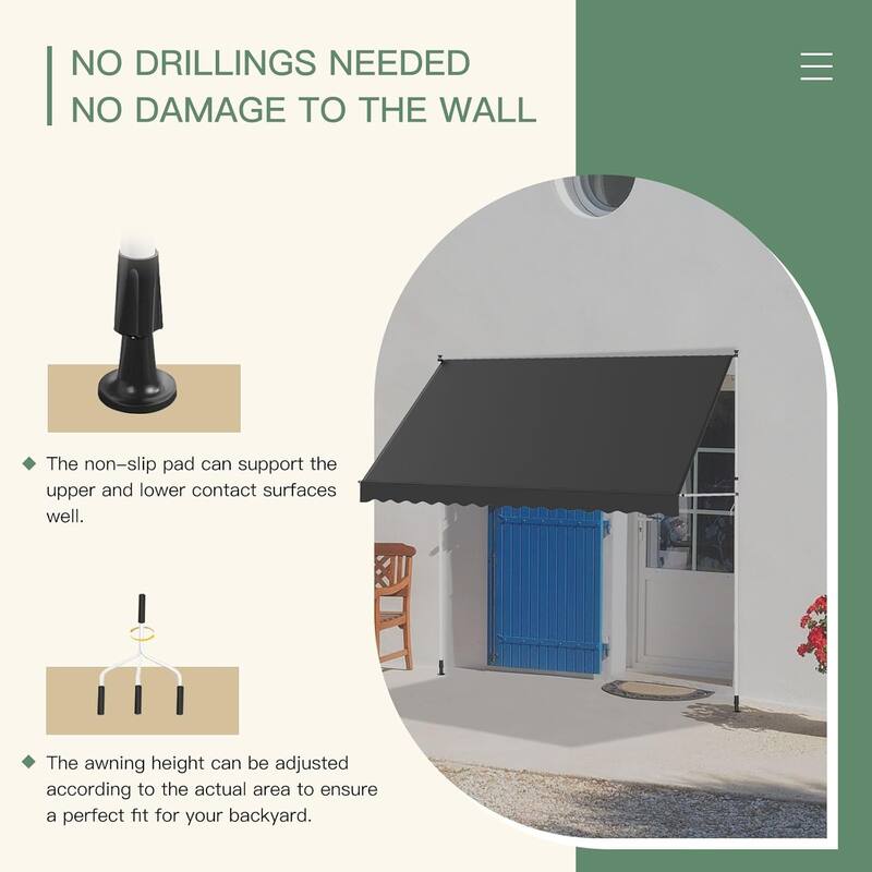 AECOJOY Manual Retractable Awning Adjustable Sun Shade Cover for Window or Door