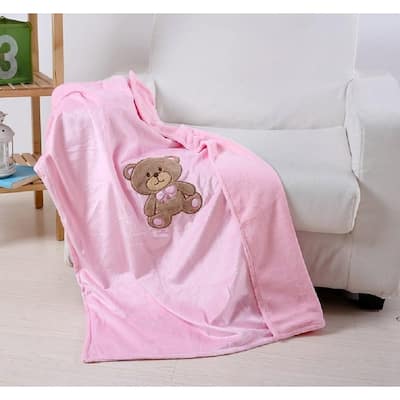 Soft Fuzzy Hypoalergenic Microplush Baby Blanket (40" x 30") - Pink Teddy