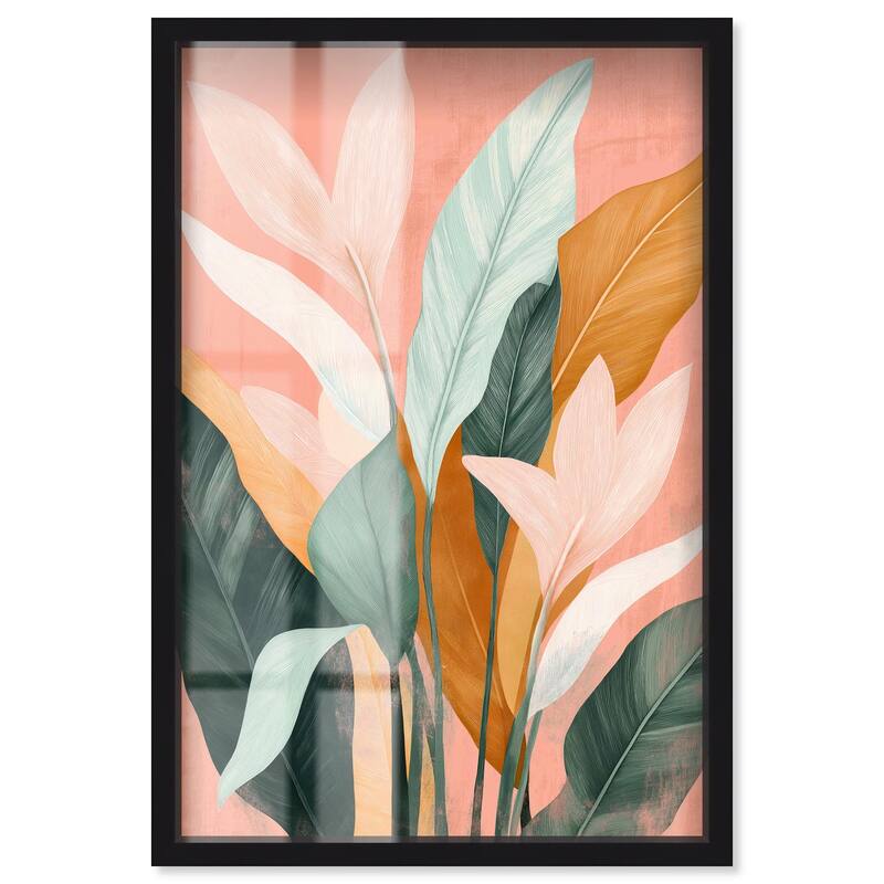 Peach and Palm Shadowbox by Art Remedy - Black - 10" x 15"