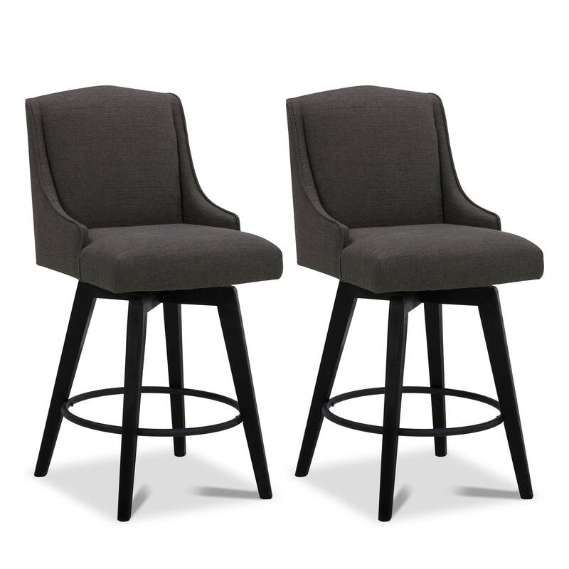 Spruce & Spring Jayden Upholstered Counter Height Swivel Barstool Set - Charcoal