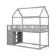 preview thumbnail 22 of 21, Charming Twin over Twin House Bunk Bed with Roof, Shelves, and Drawers, Sturdy Pine Wood Construction, Space-Saving for Kids