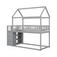 preview thumbnail 8 of 17, Twin Size Wood House Bunk Bed with Shelves and Drawers