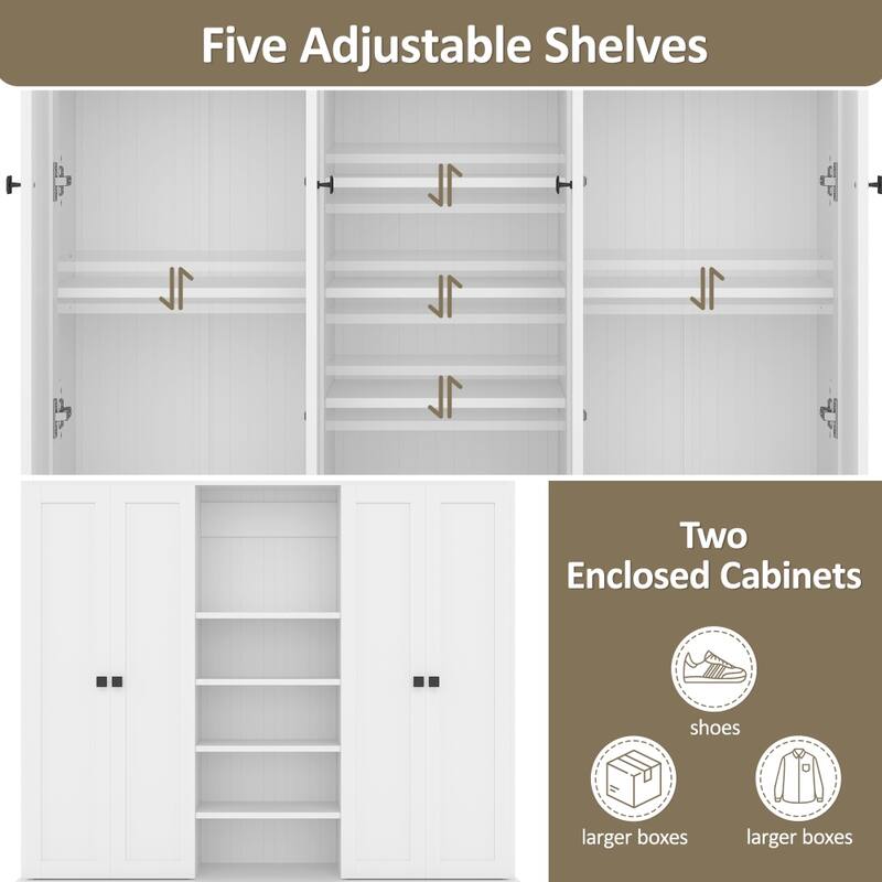 78.7'H Modern Entryway Hall Tree with Bench and Adjustable Shelves