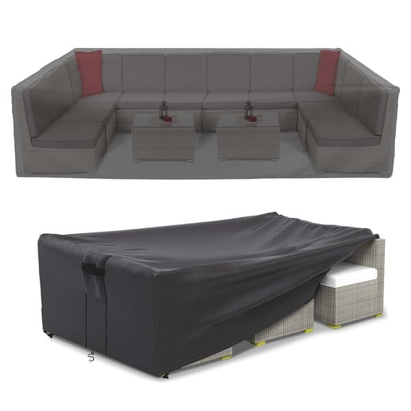 slide 2 of 10, Waterproof Patio Furniture Set Cover Outdoor Sectional Sofa Cover 110"X84"X28"