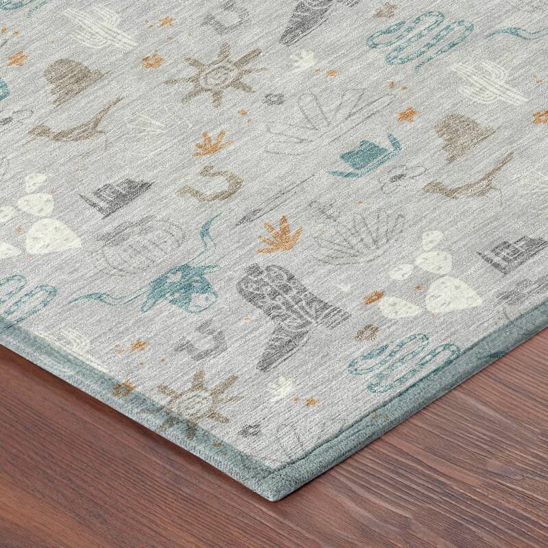 Machine Washable Indoor/ Outdoor Cowboy Ranch Chantille Rug