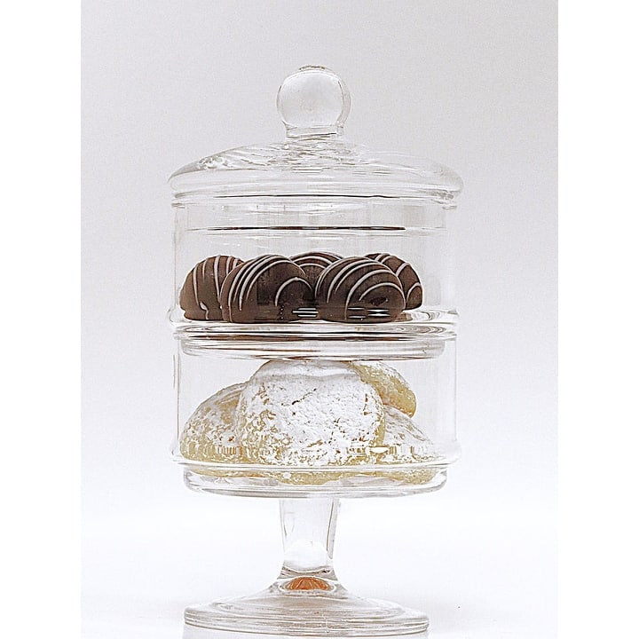Footed Double Cookie Jar, Liscio Ottico