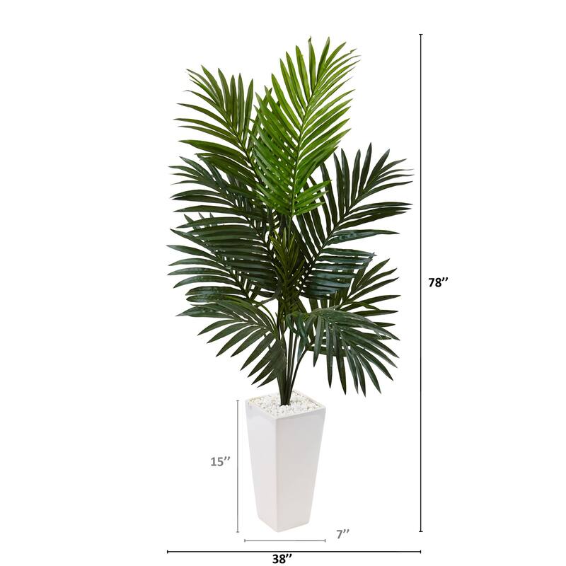 Artificial Palm Tree with Planter - 4.5ft Indoor Tropical Decor - Faux Tree for Home Office Living Room - Green - 51-60 Inches