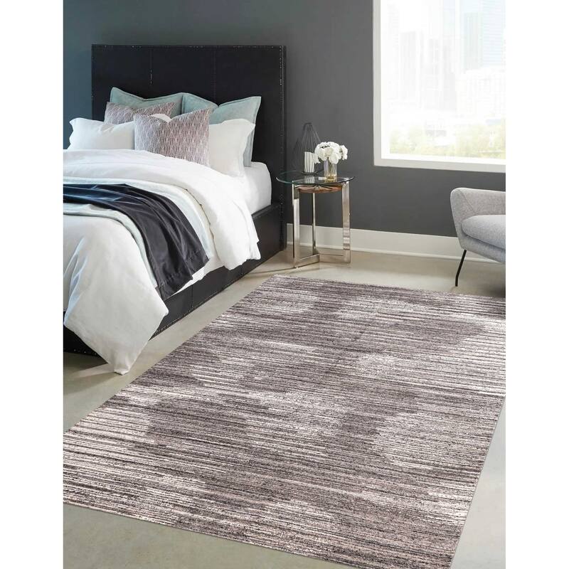 ECARPETGALLERY Hand Loomed Elysian Dark Grey Wool Rug - 7'9 x 9'11