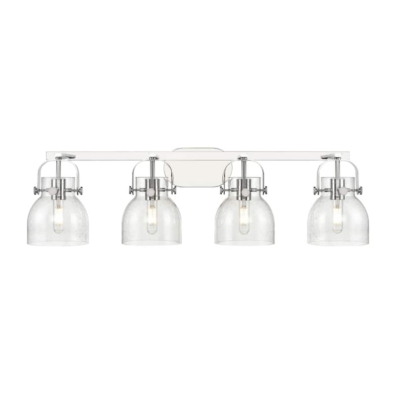 Innovations Lighting 423-4W-10-37 Pilaster II Bell Vanity Pilaster II - Polished Chrome / Seedy
