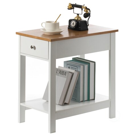 White Side Table With Drawer For Entryway, Living room, or Bedroom