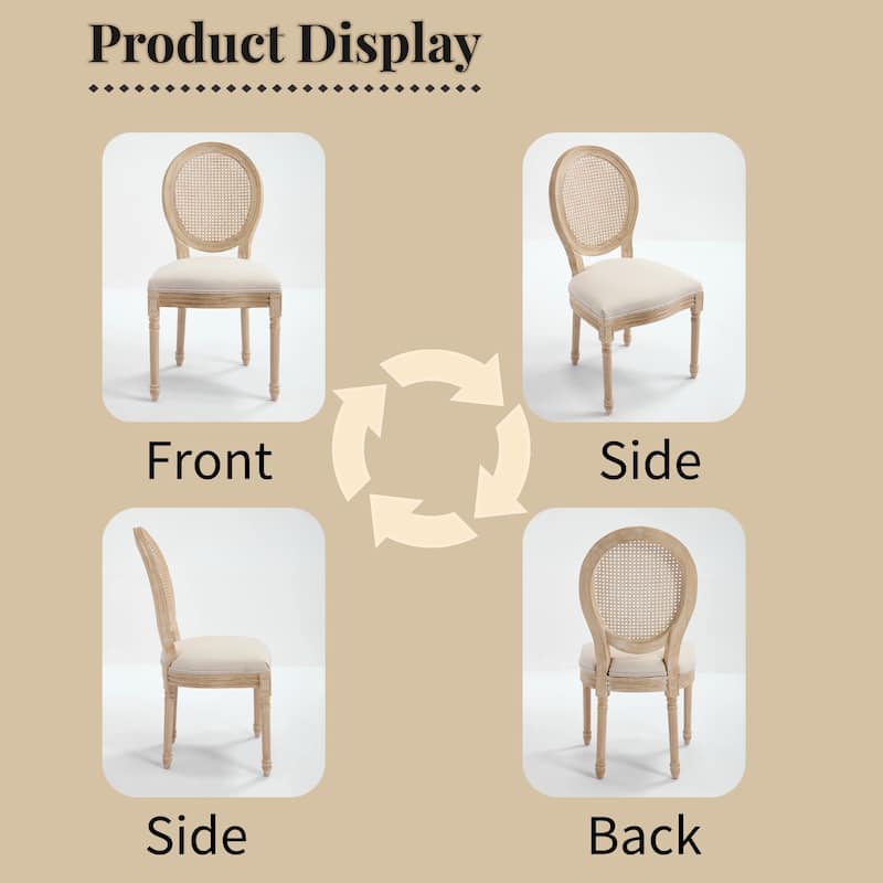French Country Dining Chairs Set of 2 for Living Room, Kitchen, Restaurant Use