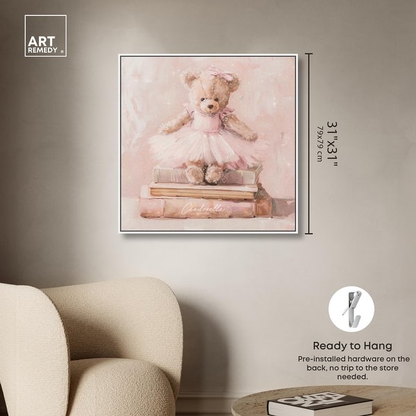 dimension image slide 22 of 24, Ballerina Teddy Books Canvas Kids Art Prints by Art Remedy