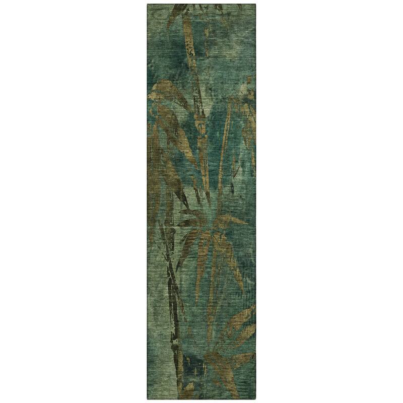 Machine Washable Indoor/ Outdoor Modern Floral Chantille Rug