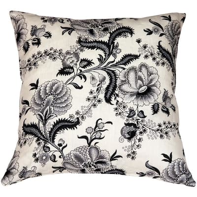 Tuscany Floral Print Linen 20x20 Throw Pillow with Polyfill Insert