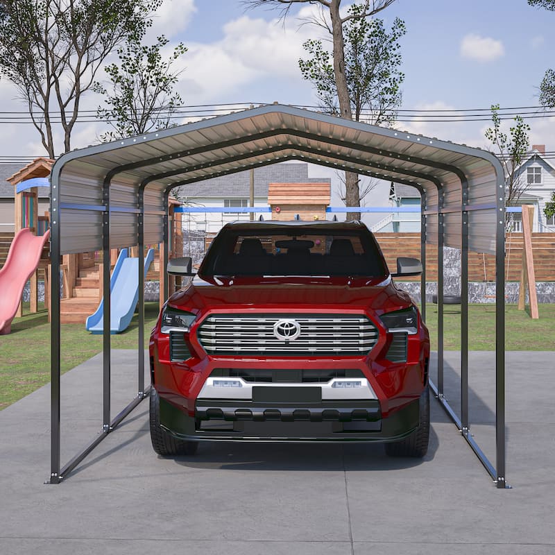GDFStudio - Oliver Heavy Duty Outdoor Metal Carport with Waterproof Tarpaulin and Reinforced Base