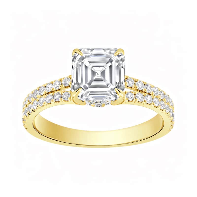 Auriya 14K Gold Asscher Lab Grown Diamond Split Shank Engagement Ring 1.43 - 5.86ct. tw. (F-G, VS)