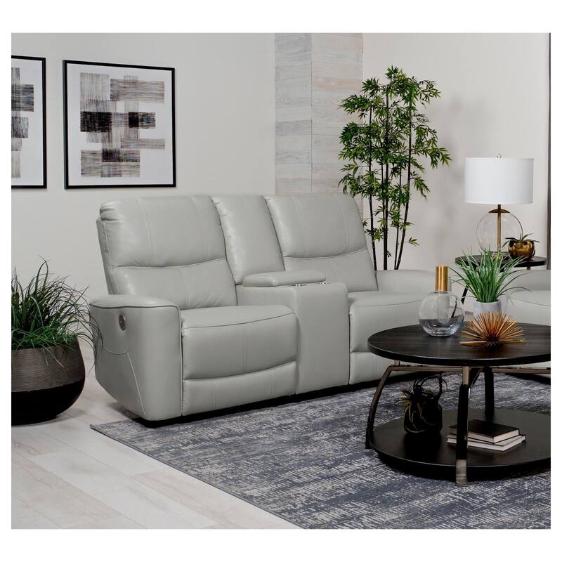Denson Upholstered Power Reclining Loveseat with Console - Ivory