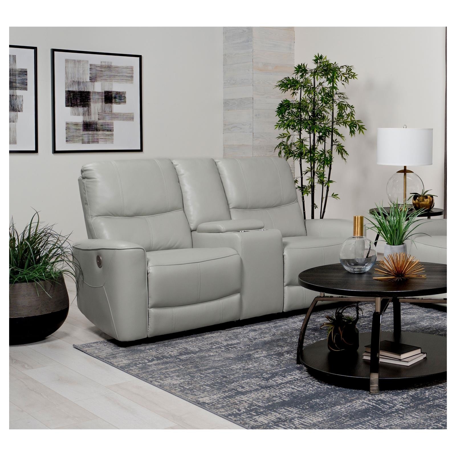 Denson Upholstered Power Reclining Loveseat with Console