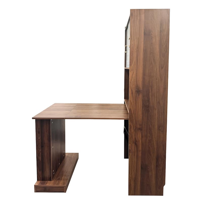 Roomfitters Folding Desk with Storage, Space-Saving Foldable Computer Desk for Home Office, Bedroom, or Apartment, Walnut