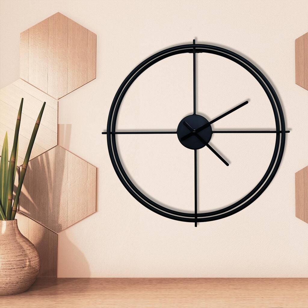Walplus Minimalist 20" Black Iron Wall Clock Simple Home Decoration