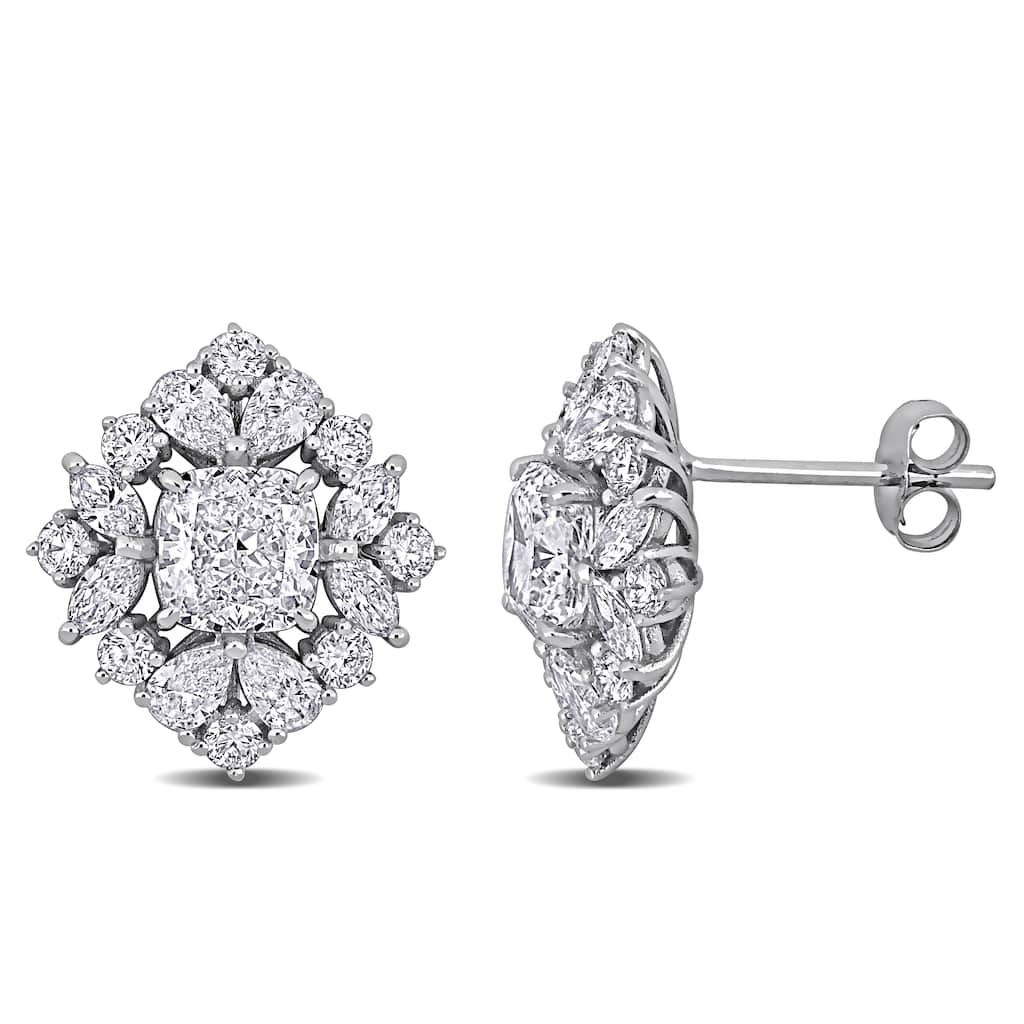 Miadora 3 4/5ct TDW Multi-Shaped Lab-Grown Diamond Cluster Stud Earrings 14k White Gold