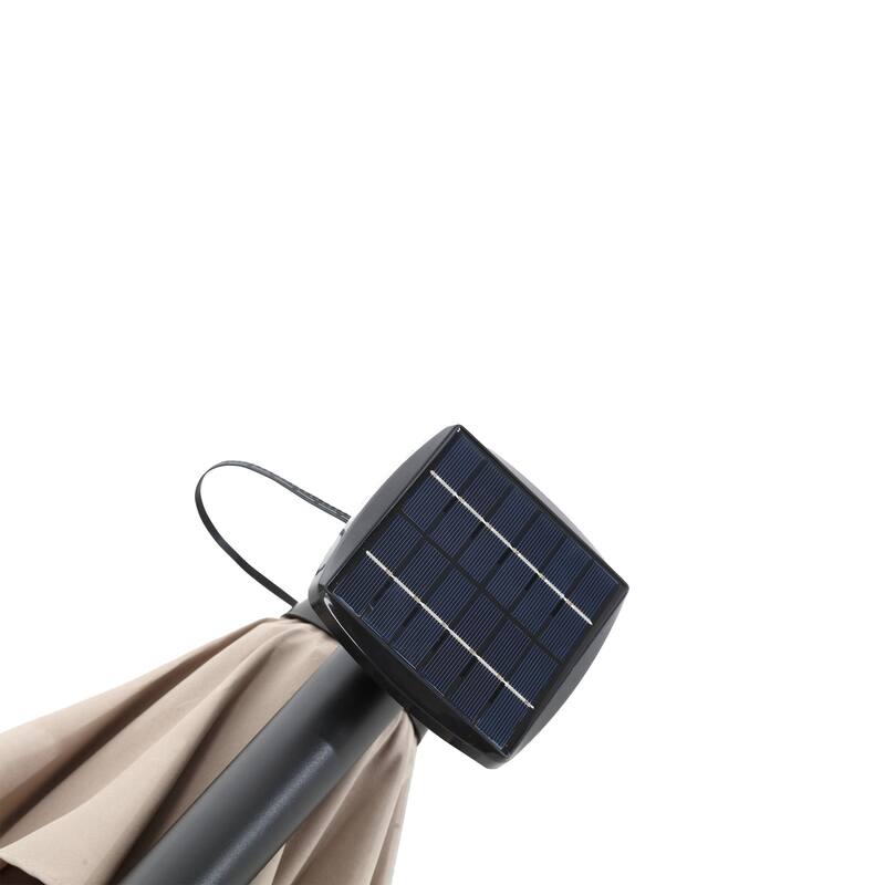 9.67 ft. Steel Market Outdoor Patio Umbrella with 40 lights, Solar LED Offset Hanging Umbrella (No Base)