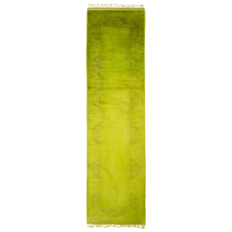 ECARPETGALLERY Hand-knotted Color Transition Lime Wool Rug - 2'9 x 9'9 - Lime - 2'9 x 9'9