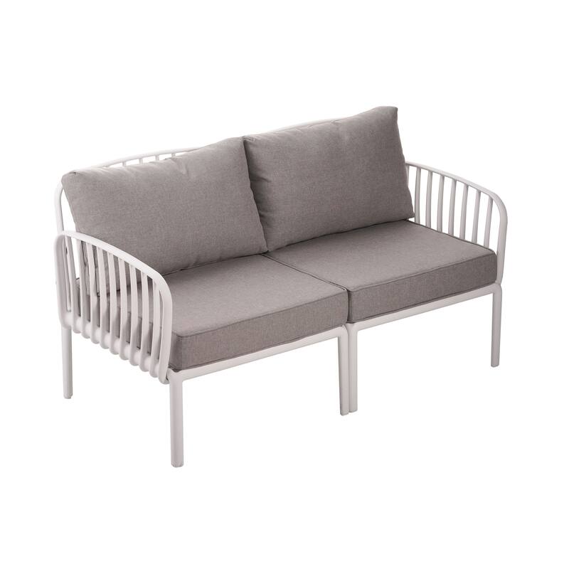Roomfitters 3-Piece Outdoor Sectional Patio Conversation Set with Coffee Table and Cushions for Porch