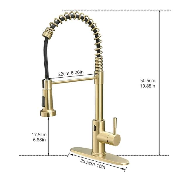 Modern Brushed Gold High Arc Touchless Pull-Out Kitchen Faucet - On ...