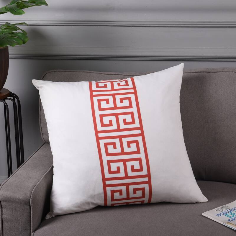 Dann Foley - Square Linen Cushion - Greek Key Upholstery