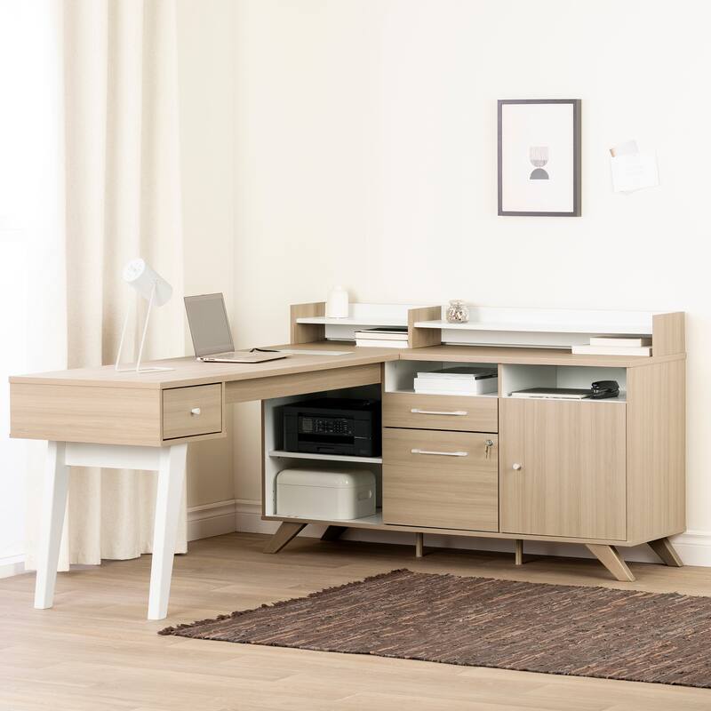 South Shore Helsy L-shaped Corner Desk with Power Bar