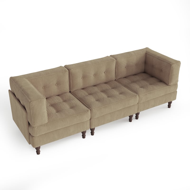 Oversized Modular Sectional Corduroy Fabric Tufted Sofa