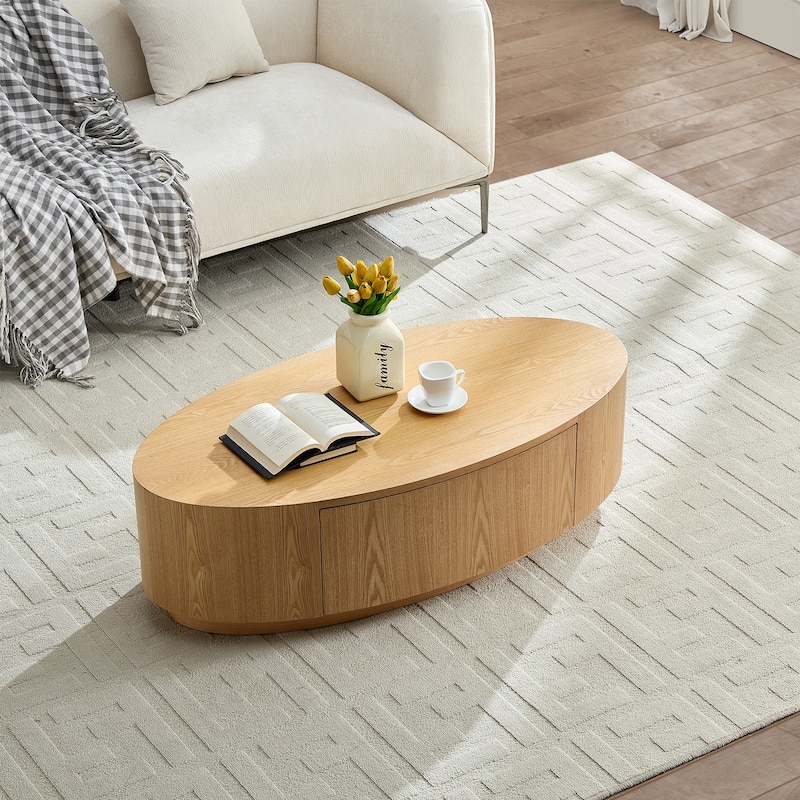 Rossetta Modern Elegant Classic Color Schemes Oval Coffee Table with Single Practical Drawer