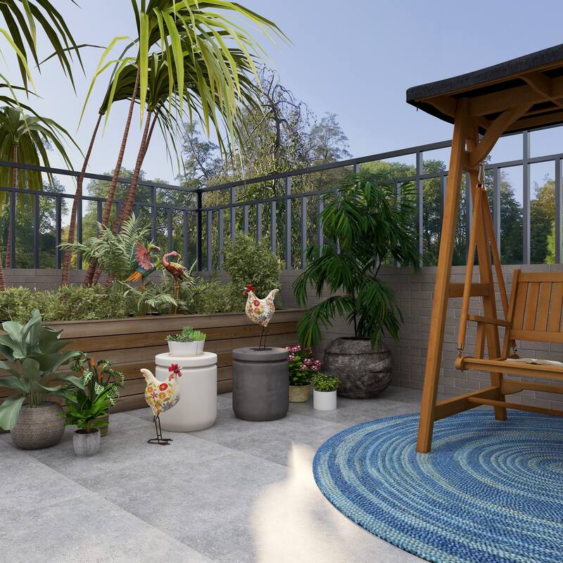 Green or Cream Metal Indoor Outdoor Distressed Standing Rooster Garden Sculpture with U Shaped Feet