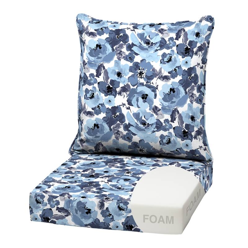 ARDEN Outdoor Foam Deep Seat Cushion Set, 22 in x 24 in - Blue Garden Floral