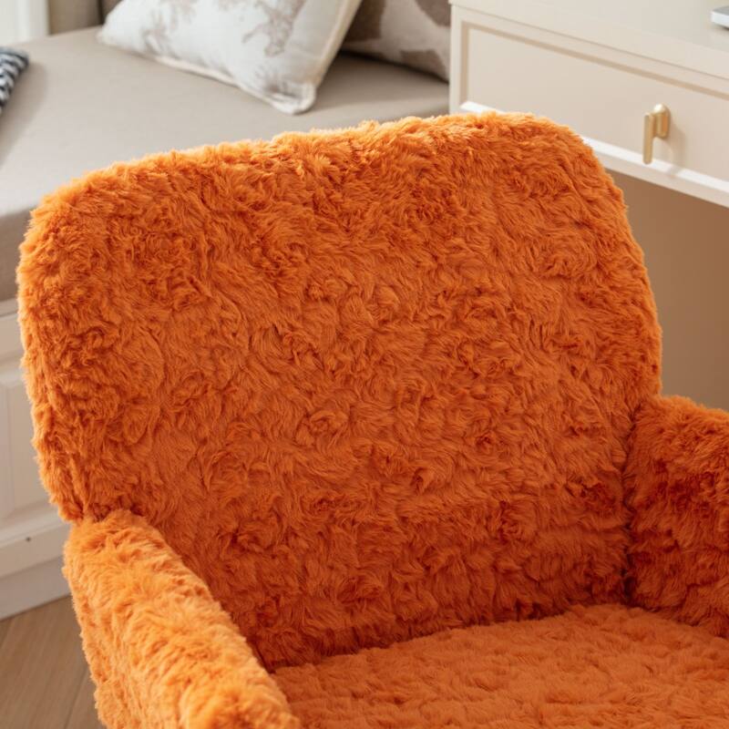 Artificial rabbit hair Swivel Home Office Chair with Golden Metal Base Adjustable Desk Chair