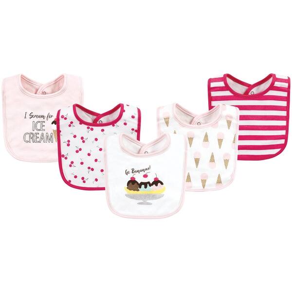 slide 1 of 1, Hudson Baby Infant Girls Cotton Bibs, Banana Split, One Size - Banana Split - One Size One Size - Banana Split