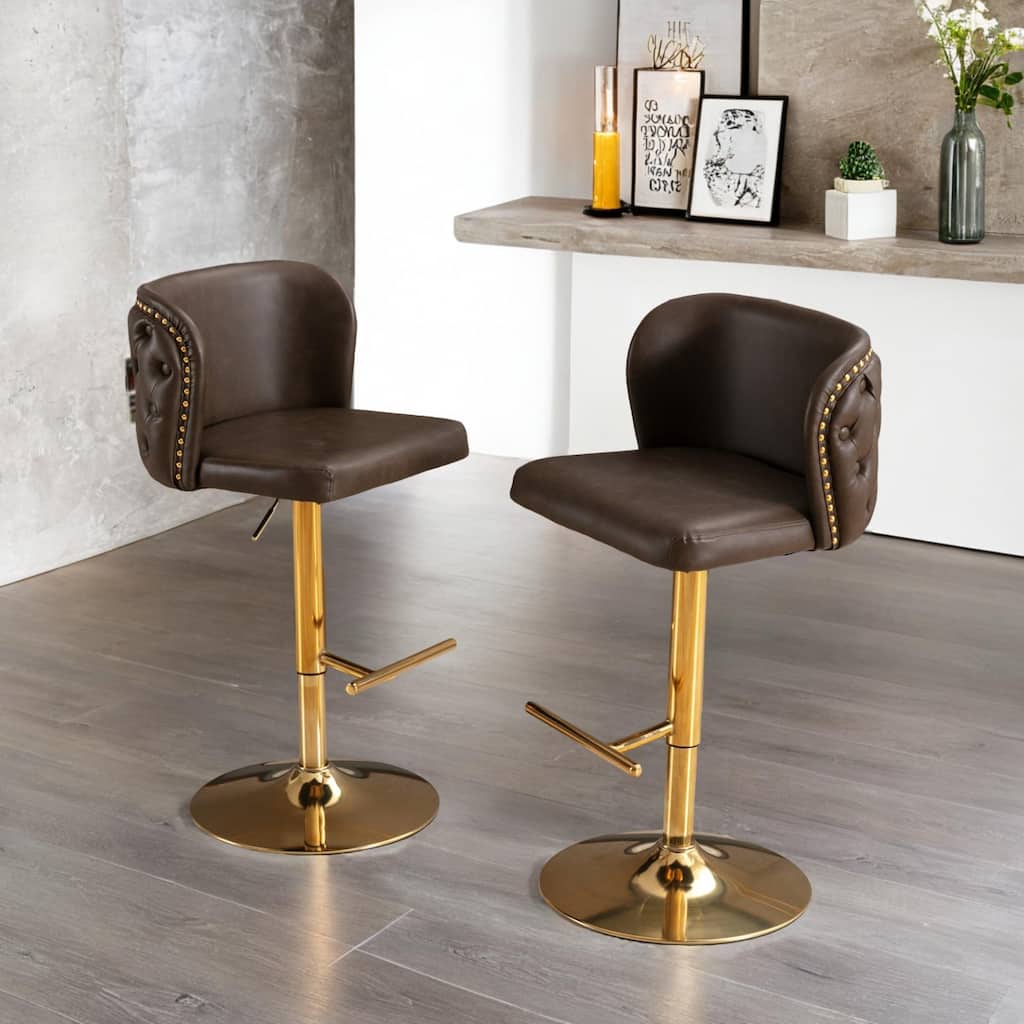 Modern PU Upholstered Bar Stools with the whole Back Tufted, for Home Pub and Kitchen Island