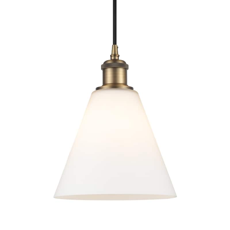 Innovations Lighting 516-1P-12-8 Berkshire Pendant Berkshire 8" Wide - Brushed Brass / Matte White