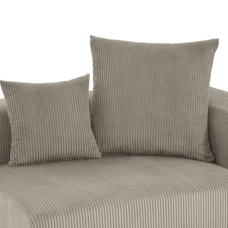 Corduroy Upholstered Modular Sectional Sofa with Ottoman