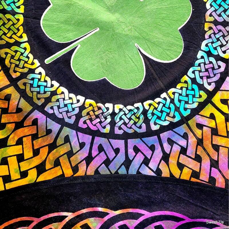 Tie-Dye Cotton Lucky Clover Celtic Tablecloth Collection