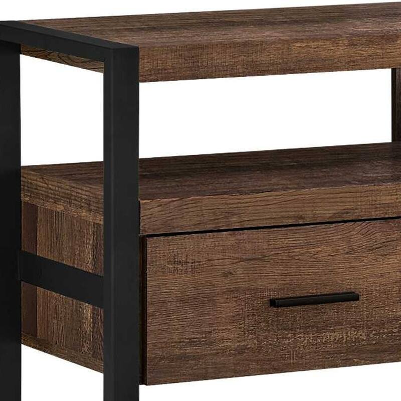HomeRoots 59" Brown and Black Cabinet Enclosed Storage TV Stand - n/a
