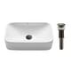 preview thumbnail 29 of 33, Kraus Elavo 19 inch Rectangle Porcelain Ceramic Vessel Bathroom Sink White w/ Oil Rubbed Bronze Pop Up Drain