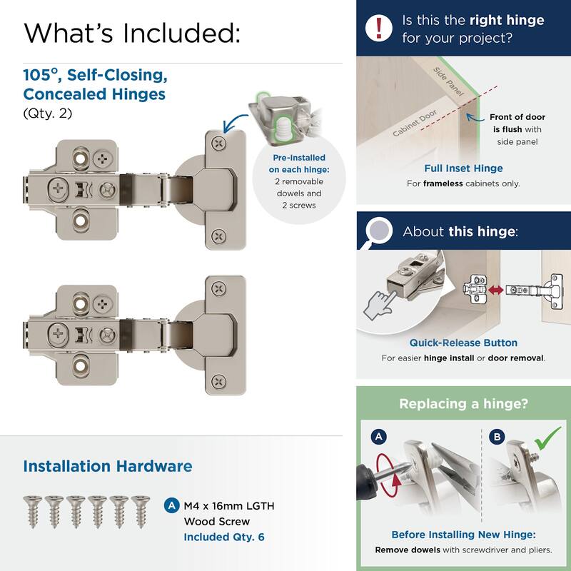 Amerock BP9240SLFR Full Inset Frameless Self Close Euro Concealed